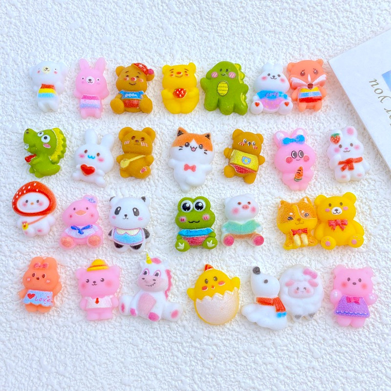 20 buc 3D rășină unghii drăguț mini dinozaur animal din desene animate, iepure, serie pisică piese de unghii accesorii Kawaii DIY decorare pentru unghii