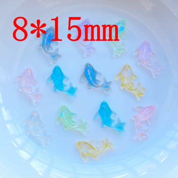 100 бр. 3D талисмани за нокти от смола Блестяща златна рибка Аксесоари за части за нокти Kawaii Направи си сам Декорация за нокти