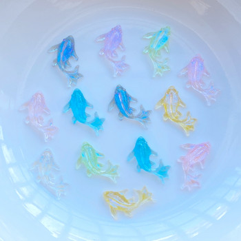 100 τμχ 3D Resin Nail Charms Γυαλιστερό Goldfish Εξαρτήματα νυχιών Αξεσουάρ Kawaii DIY Διακόσμηση νυχιών