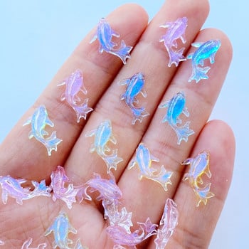 100 τμχ 3D Resin Nail Charms Γυαλιστερό Goldfish Εξαρτήματα νυχιών Αξεσουάρ Kawaii DIY Διακόσμηση νυχιών