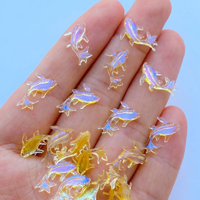 100 tk 3D-vaigust küünevõlusid Läikivad kuldkala küüneosad Aksessuaarid Kawaii DIY küünekunsti kaunistus