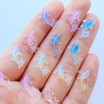 100 tk 3D-vaigust küünevõlusid Läikivad kuldkala küüneosad Aksessuaarid Kawaii DIY küünekunsti kaunistus