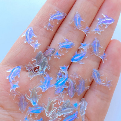 100 tk 3D-vaigust küünevõlusid Läikivad kuldkala küüneosad Aksessuaarid Kawaii DIY küünekunsti kaunistus