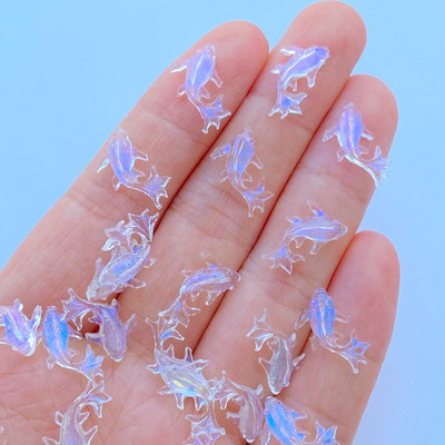 100 tk 3D-vaigust küünevõlusid Läikivad kuldkala küüneosad Aksessuaarid Kawaii DIY küünekunsti kaunistus