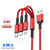 3-ühes kiirlaadimiskaabel C-tüüpi mikrolaadija, mitu USB-laadimisjuhet Mobiiltelefoni mitme USB-pordi juhe Xiaomi iPhone`i jaoks