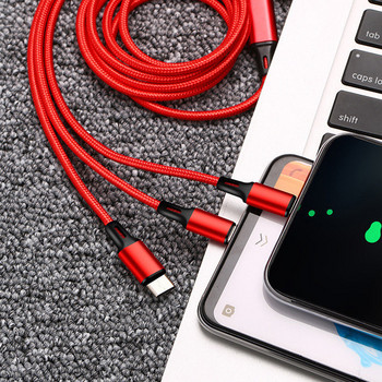 3 в 1 Кабел за бързо зареждане тип C Микро зарядно устройство Множество USB кабел за зареждане Мобилен телефон Мулти USB порт кабел за Xiaomi iPhone