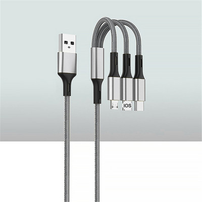 3-ühes kiirlaadimiskaabel C-tüüpi mikrolaadija, mitu USB-laadimisjuhet Mobiiltelefoni mitme USB-pordi juhe Xiaomi iPhone`i jaoks