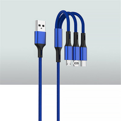 3-ühes kiirlaadimiskaabel C-tüüpi mikrolaadija, mitu USB-laadimisjuhet Mobiiltelefoni mitme USB-pordi juhe Xiaomi iPhone`i jaoks