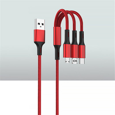 3-ühes kiirlaadimiskaabel C-tüüpi mikrolaadija, mitu USB-laadimisjuhet Mobiiltelefoni mitme USB-pordi juhe Xiaomi iPhone`i jaoks