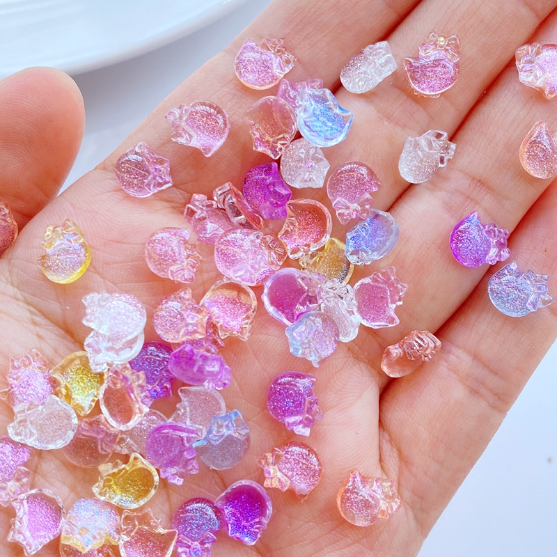 100 komada 3D slatki mini 7 mm sjajni mačji kamenčići za nokte Dragulji Svjetlucavi akrilni nakit za nokte Manikura Dodaci za ukrašavanje noktiju