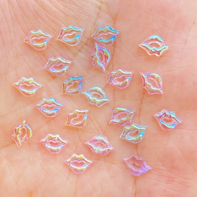 100gab 3D Charms Kawaii Mini lūpas Nagu Rhinestones Dārgakmeņi Glitter Akrila Nagu mākslas rotaslietas Manikīrs Nagu dekorēšanas piederumi