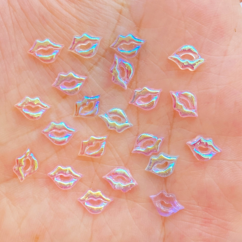 100vnt 3D Charms Kawaii Mini Lips Nagų Kalnų krištolas Brangakmeniai Blizgučiai Akrilas Nail Art Papuošalai Manikiūras Nagų dekoravimo Priedai
