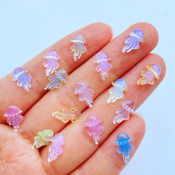 100 бр. 3D Kawaii Cartoon Медузи за нокти, кристали, скъпоценни камъни, блясък, акрилни бижута за нокти, маникюр, аксесоари за декорация на нокти