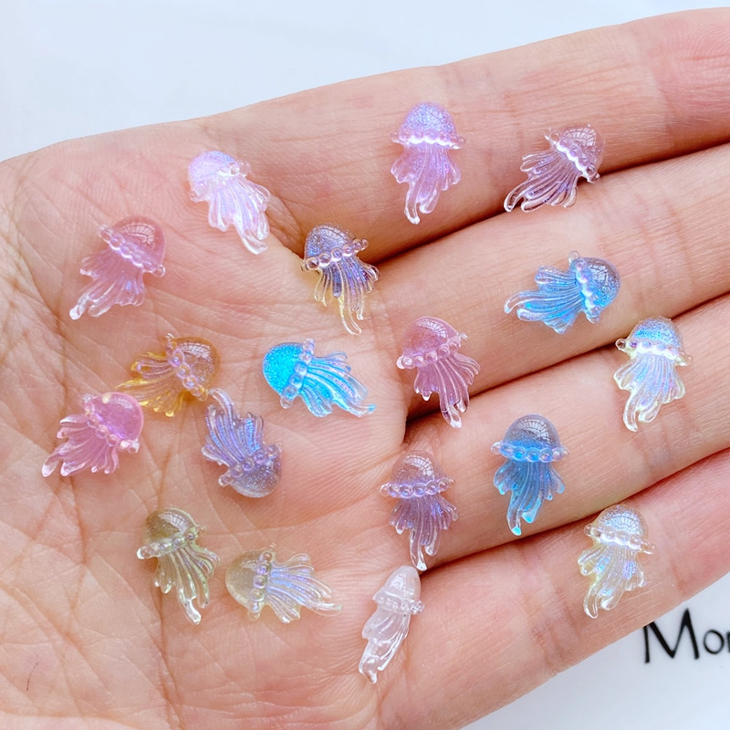 100tk 3D Kawaii Cartoon Meduusid Küünekivid Kalliskivid Glitter Akrüül Küünte Kunst Ehted Maniküür Küünte kaunistamise Aksessuaarid