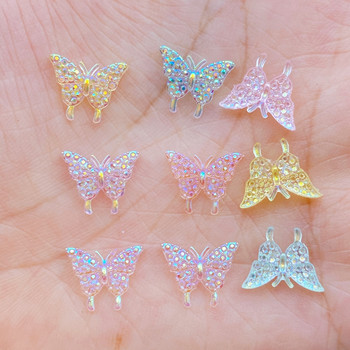 100 бр. 3D талисмани за нокти от смола Смесен цвят Пеперуди Аксесоари за части за нокти Kawaii Направи си сам Декорация за нокти