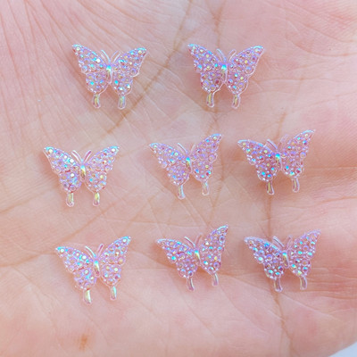 100 tk 3D-vaigust küünevõlusid segavärvilised liblikas küüneosade tarvikud Kawaii DIY küünekaunistus