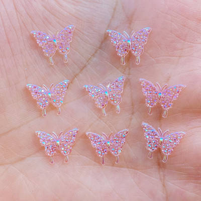 100 tk 3D-vaigust küünevõlusid segavärvilised liblikas küüneosade tarvikud Kawaii DIY küünekaunistus