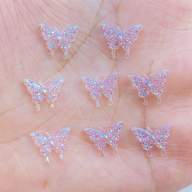 100 tk 3D-vaigust küünevõlusid segavärvilised liblikas küüneosade tarvikud Kawaii DIY küünekaunistus