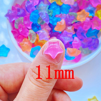 30 бр. 3D талисмани за нокти от смола Блестящи звезди Аксесоари за части за нокти Kawaii Направи си сам Декорация за нокти
