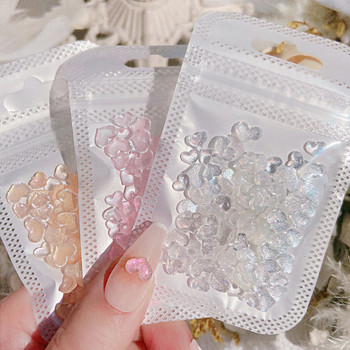 1 чанта 3D прозрачен талисман за любовно сърце за декорация на нокти, прозрачна смола, талисмани за нокти, бижута със кристали за аксесоари за маникюр