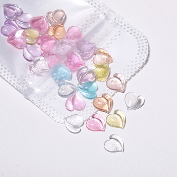 1 чанта 3D прозрачен талисман за любовно сърце за декорация на нокти, прозрачна смола, талисмани за нокти, бижута със кристали за аксесоари за маникюр