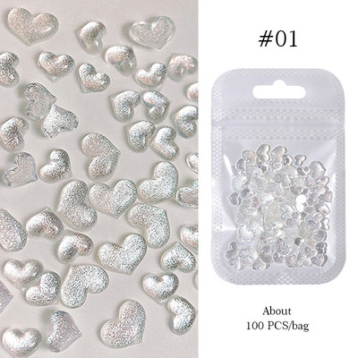 1 sac 3D Transparent Love Heart Charm pentru Nail Art Decorat Clear Rășină Breloc pentru unghii Bijuterii cu stras pentru accesorii pentru manichiură