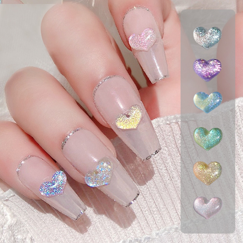 1 sac 3D Transparent Love Heart Charm pentru Nail Art Decorat Clear Rășină Breloc pentru unghii Bijuterii cu stras pentru accesorii pentru manichiură