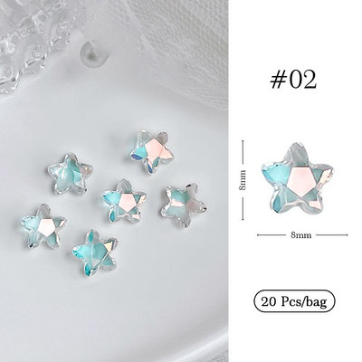 1 geantă Aurora Bijuterii pentru unghii în formă de stea Diamante Dimensiuni mixte Rășină Bijuterii de dragoste DIY Accesorii pentru arta unghiilor 3D Cristal Manichiură Decora