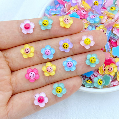 50 buc. Figurină drăguță din rășină cu mini flori de 9 mm, 50 buc. Cabochon cu spate plat, ornament pentru realizarea de bijuterii, accesorii pentru îmbrăcăminte pentru păr