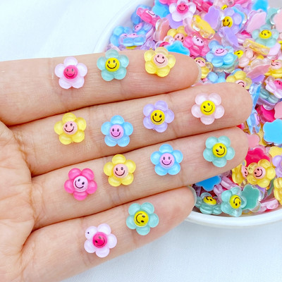 50 vnt. Nauji 9 mm mieli mini gėlių dervos figūrėlės amatai, plokščiapakaliai kabošono papuošalai, papuošalai, plaukų siuvimo priedai