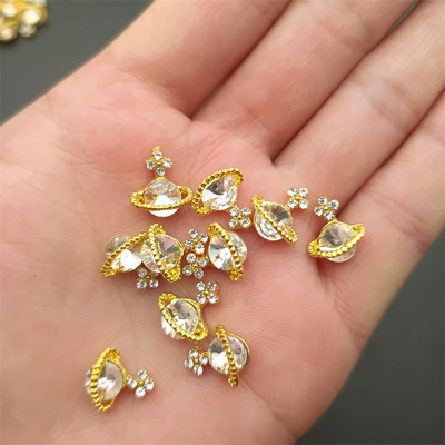 10 tk läikivast sulamist rhinestonest küünekunsti kaunistused mitmevärvilised planeedi küüned võlusid DIY mood Saturn maniküüri disaini aksessuaarid