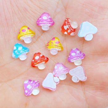 50 τμχ 3D Resin Nail Charms Shiny Mushroom Εξαρτήματα Νυχιών Αξεσουάρ Kawaii DIY Nail Art Διακόσμηση