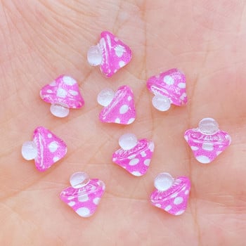 50 τμχ 3D Resin Nail Charms Shiny Mushroom Εξαρτήματα Νυχιών Αξεσουάρ Kawaii DIY Nail Art Διακόσμηση