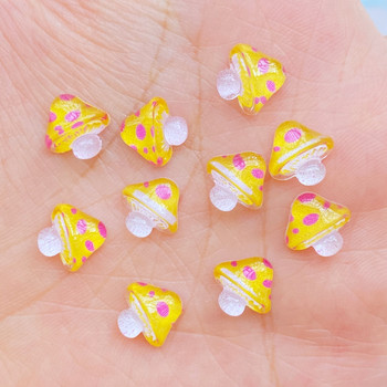 50 τμχ 3D Resin Nail Charms Shiny Mushroom Εξαρτήματα Νυχιών Αξεσουάρ Kawaii DIY Nail Art Διακόσμηση
