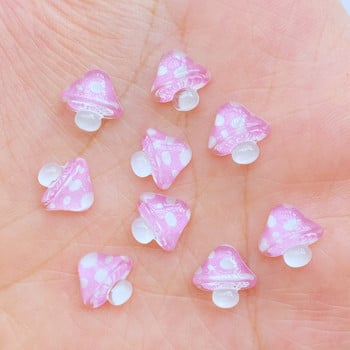 50 τμχ 3D Resin Nail Charms Shiny Mushroom Εξαρτήματα Νυχιών Αξεσουάρ Kawaii DIY Nail Art Διακόσμηση