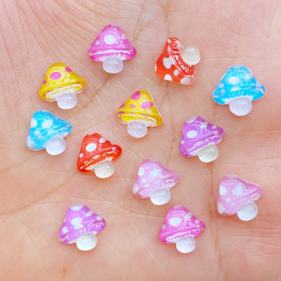 50 vnt 3D dervos nagų pakabukai Blizgantys grybų nagų dalių priedai Kawaii „pasidaryk pats“ nagų dailės puošmena