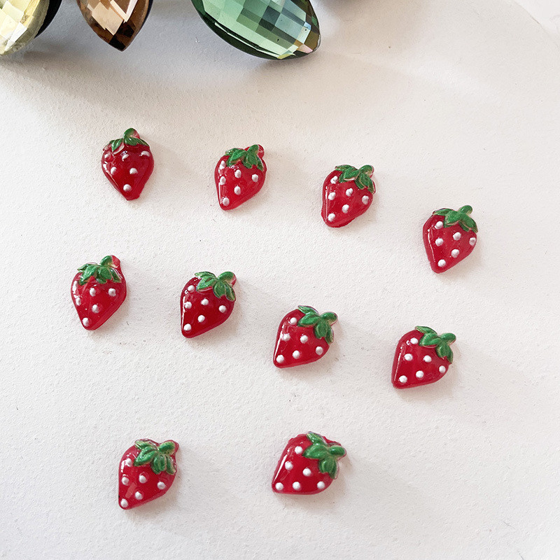 20 komada slatkih naljepnica za nokte Strawberry Flatback Resin Charms 8x11 mm 3D naljepnice za nokte u obliku voća Kamenje za dodatke za nokte