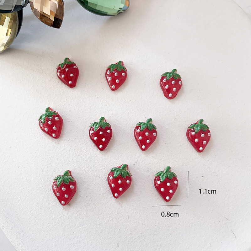 20 komada slatkih naljepnica za nokte Strawberry Flatback Resin Charms 8x11 mm 3D naljepnice za nokte u obliku voća Kamenje za dodatke za nokte
