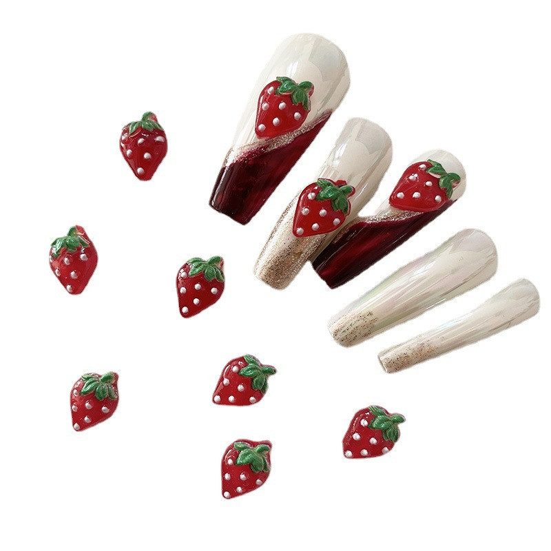 20 komada slatkih naljepnica za nokte Strawberry Flatback Resin Charms 8x11 mm 3D naljepnice za nokte u obliku voća Kamenje za dodatke za nokte