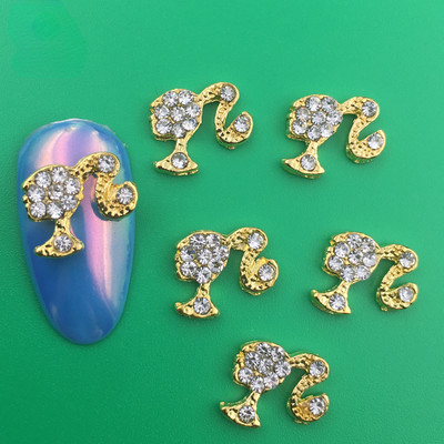 10 tk kullast hõbedast Kawaii hobusesaba tüdruku küünevõlusid sulamist kristallist kivist sädelevad küüneosad DIY küünekunsti kaunistuse tarvik