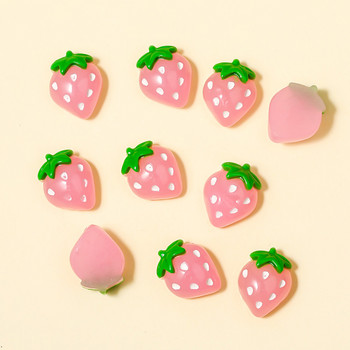 10 τμχ Nail Art Kawayi Pink Cute Flat Back Cabochon Strawberry Decor 3D Nail Charms Εξαρτήματα DIY Αξεσουάρ διακόσμησης νυχιών