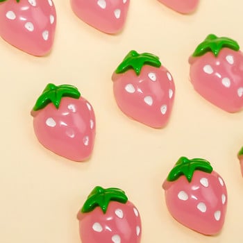 10 τμχ Nail Art Kawayi Pink Cute Flat Back Cabochon Strawberry Decor 3D Nail Charms Εξαρτήματα DIY Αξεσουάρ διακόσμησης νυχιών