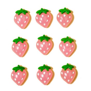 10 τμχ Nail Art Kawayi Pink Cute Flat Back Cabochon Strawberry Decor 3D Nail Charms Εξαρτήματα DIY Αξεσουάρ διακόσμησης νυχιών