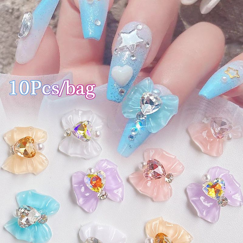 Acrilic Fluture Cristal Sticlă Piese de unghii strălucitoare Din aliaj Strass Breloc pentru unghii pentru decorarea Nail Art Accesorii Design