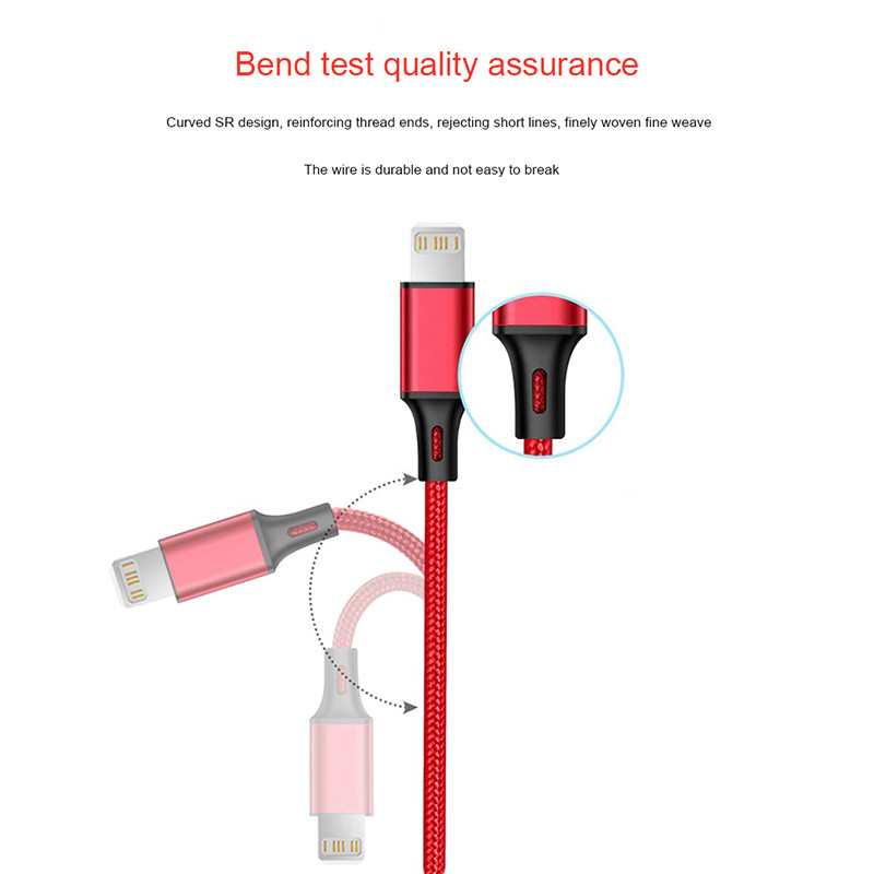 0,5 m 1 m 2 m 3 m USB duomenų įkroviklio laidas, skirtas iPhone 13 12 11 Pro X XR Max 5S 6 7 8 Plus 3A greito įkrovimo ilgas trumpas telefono laidas