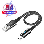 Cablu de date USB tip C ultra scurt de 25 cm, cablu de încărcare rapidă USB A la USB C Kable 5A pentru OPPO Xiaomi Redmi Note 12 pro