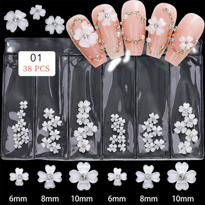 3D Pearl Stone Shell segaküünte kaunistus Lill Aurora Butterfly Rhinestone Bowsõlm professionaalsete tarvikute maniküüri jaoks
