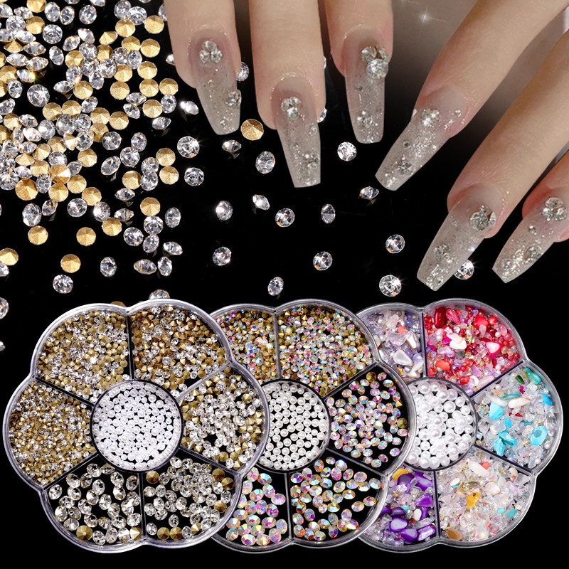 3D Pearl Stone Shell Mixed Nail Art Decoration Floare Aurora Fluture Stras Bowknot pentru Accesorii Profesionale Manichiura