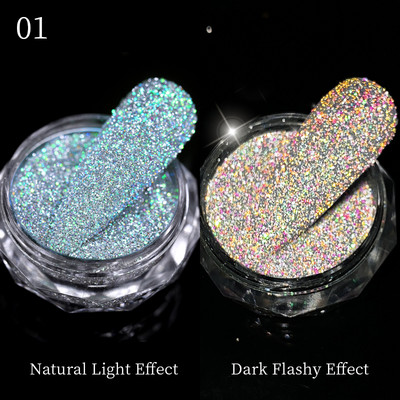 Reflective Flash Nail Sequin Reflection Blizgučiai pudra dribsniai Nagų dailės dekoravimas Sparkles Dust 2023 manikiūro priedai