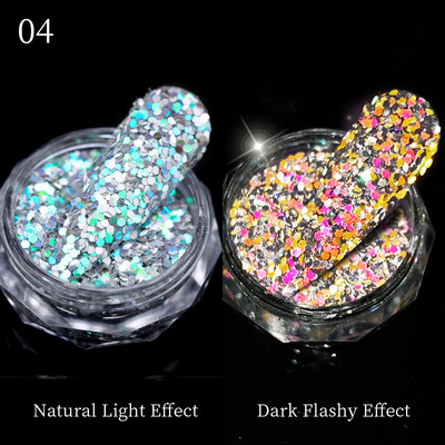 Reflective Flash Nail Sequin Reflection Blizgučiai pudra dribsniai Nagų dailės dekoravimas Sparkles Dust 2023 manikiūro priedai
